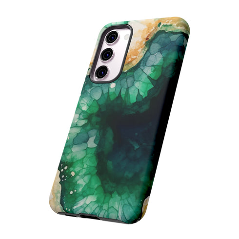 Green Geode in Watercolor - Impact Resistant Phone Case